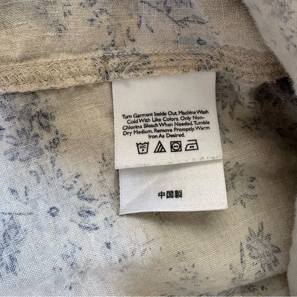 Eddie Bauer Prarie Linen Floral Shirt Dress Cream & Blue 3/4 Sleeve Large - Picture 6 of 10